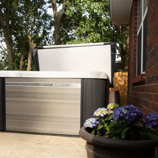 Outdoor Spa on a nice back yard patio